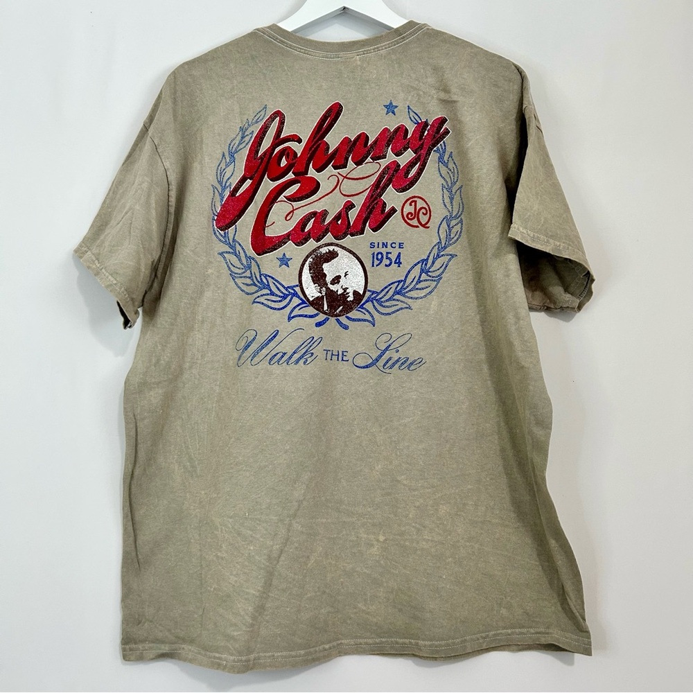 Johnny Cash Women’s Walk the Line Cotton Graphic Tee Tan NWOT